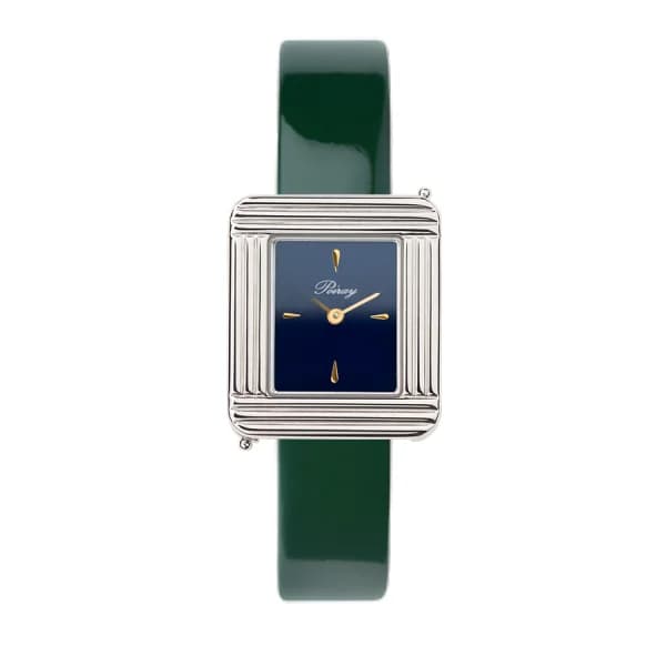 Poiray Montre Poiray Ma Première Mini Acier Cadran Bleu Bracelet Veau Vernis Vert