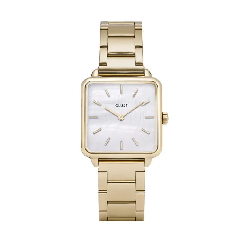 Cluse La Tétragone Watch Steel, White Pearl, Gold Colour