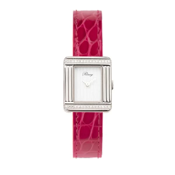 Poiray Montre Poiray Ma Première Mini Acier Serti Diamants Bracelet Alligator Rose