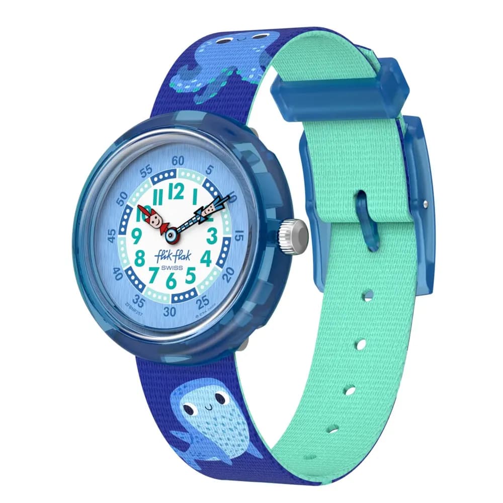 Flik Flak Montre Enfant Island greetings Bleu, Blanc