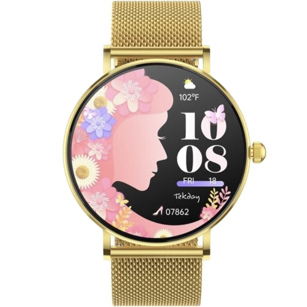 Tekday Montre Connectée Tekday en Acier Doré