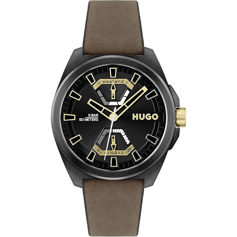 Hugo Montre Hugo en Cuir Marron