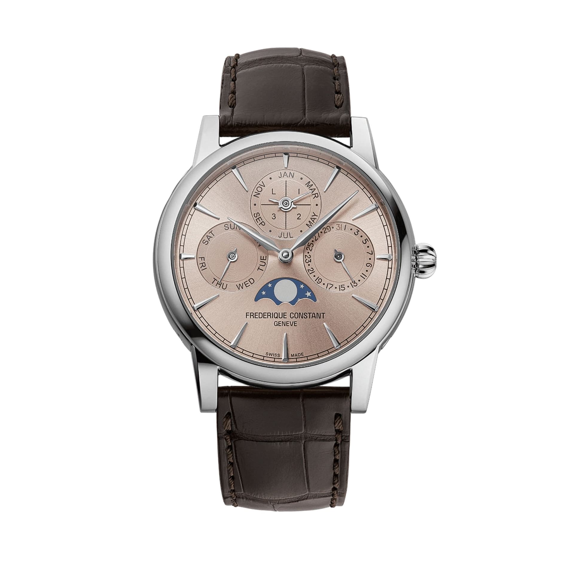 Frédérique Constant Montre Frédérique Constant Manufacture Classic Perpetual Calendar Automatique Cadran Saumon Bracelet Cuir - FC-776SAL3H6