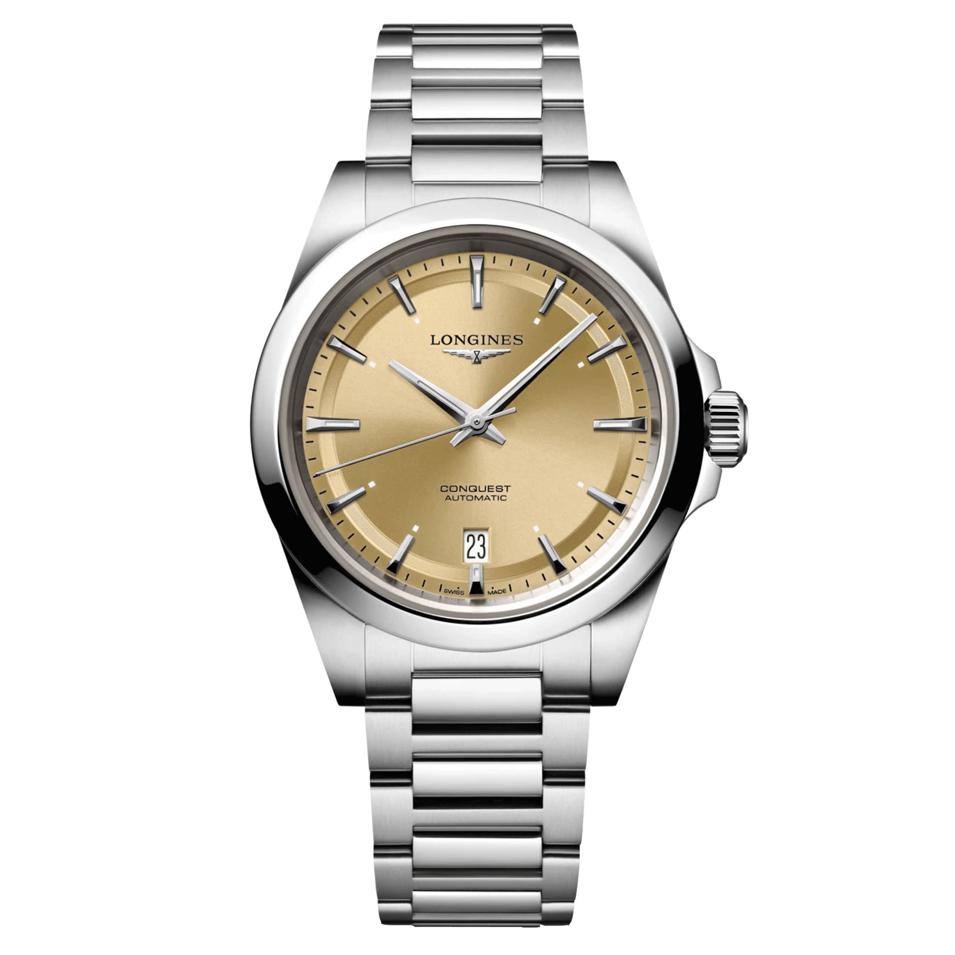 Longines Montre Longines Conquest automatique cadran champagne bracelet acier 38 mm