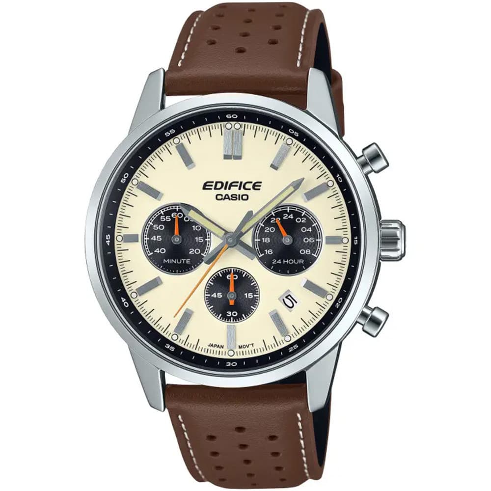 Casio Edifice Montre Casio Collection Edifice en Cuir Marron