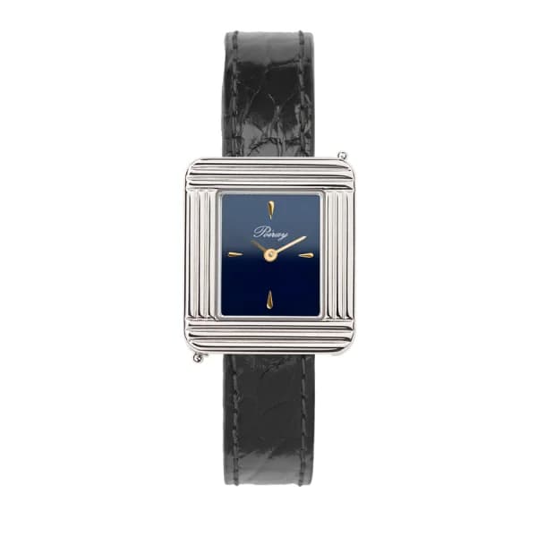 Poiray Montre Poiray Ma Première Mini Acier Cadran Bleu Bracelet Alligator Noir