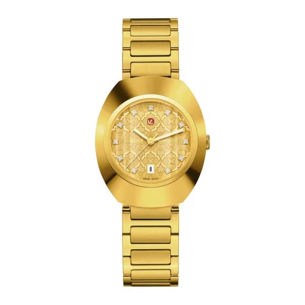 Rado Montre Rado Diastar Original Automatique Cadran Jaune Bracelet Doré