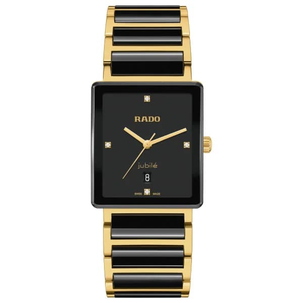 Rado Montre Rado Integral Diamonds Quartz Cadran Noir Bracelet Noir