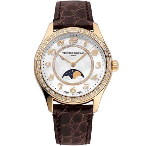 Frédérique Constant Montre Frédérique Constant Ladies Automatic Moonphase Automatique Cadran Nacré Bracelet Cuir - FC-331MPWD3BD5