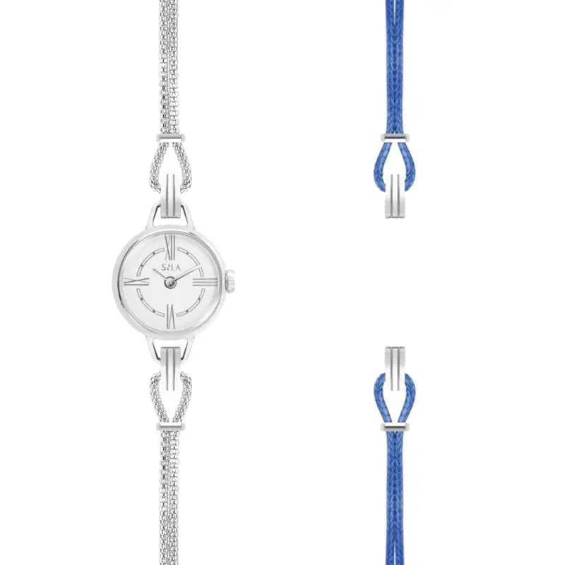Sila Paris Montre à Bracelet Interchangeable Coloris Acier & Cordon Bleu Denim