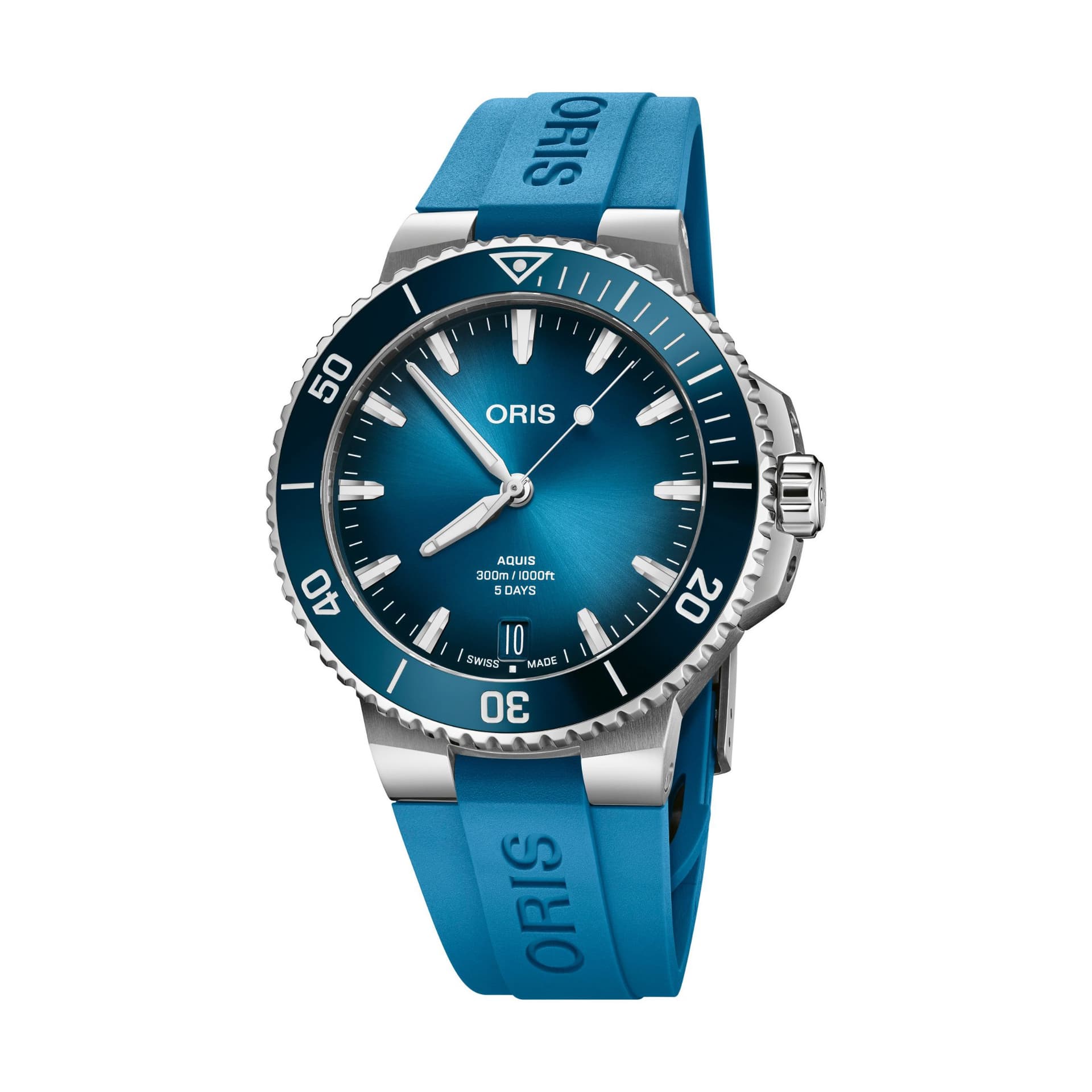 Oris Montre Oris Plongée Aquis Date Calibre 400 automatique cadran bleu bracelet caoutchouc bleu 43,5 mm