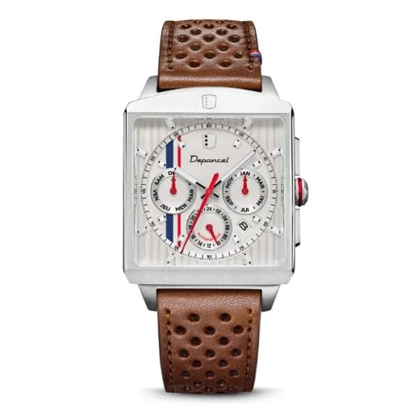 Depancel Montre Depancel Série-R01 Ivory Calendrier Automatique Bracelet Racing Marron