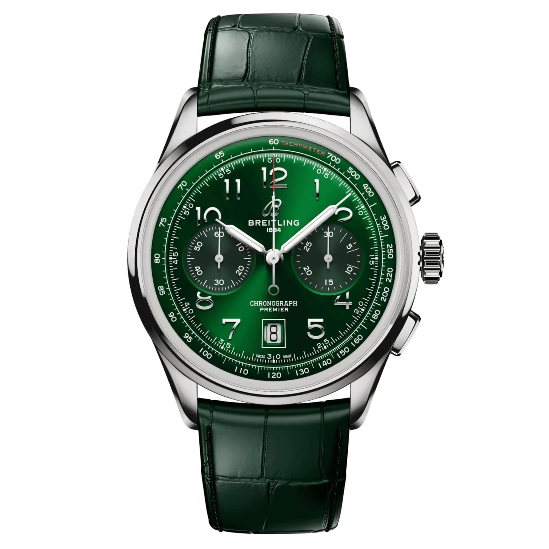 Breitling Montre Breitling Premier B01 Chronograph automatique cadran vert bracelet cuir vert 42 mm