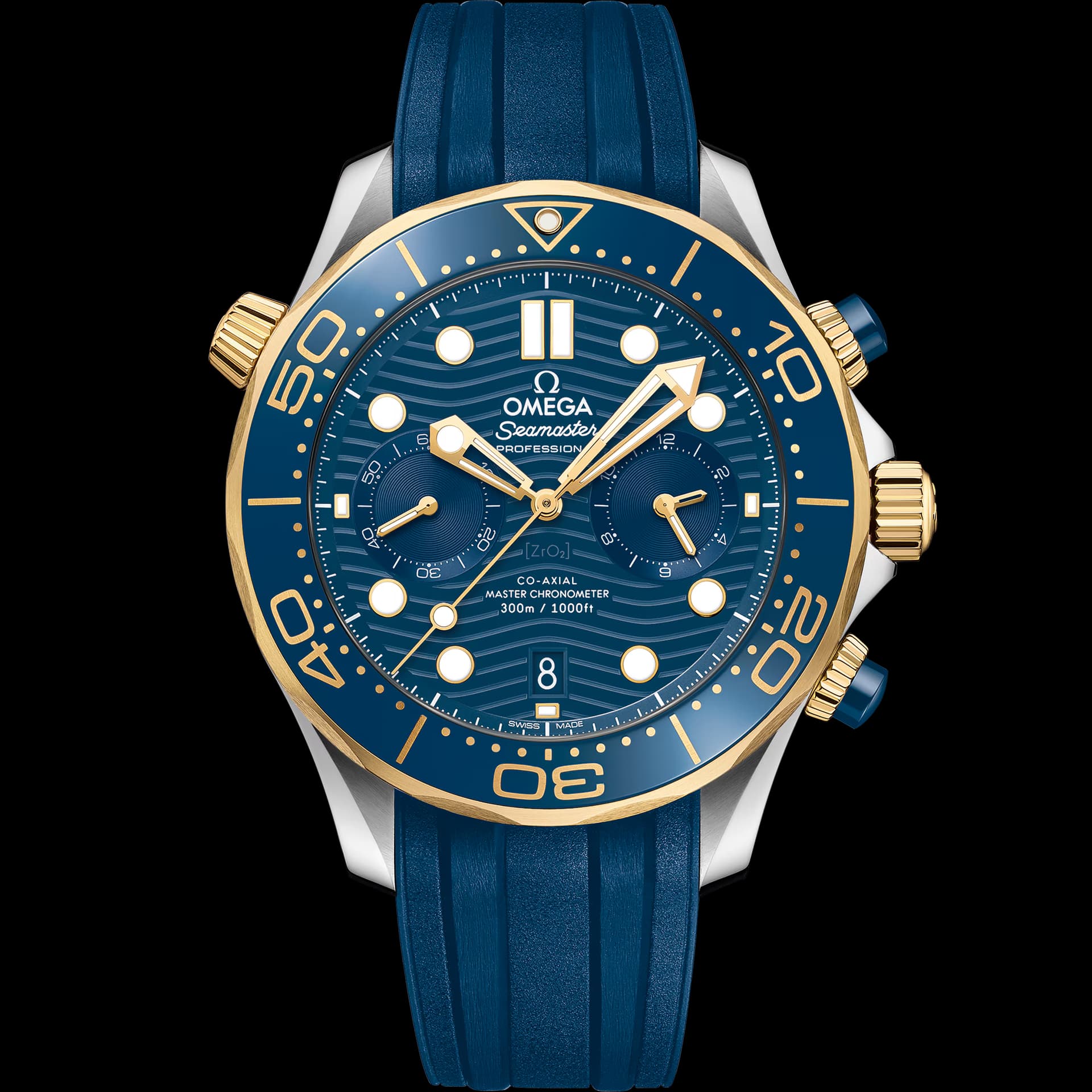 Omega Seamaster 44 mm, acier - or jaune sur bracelet caoutchouc