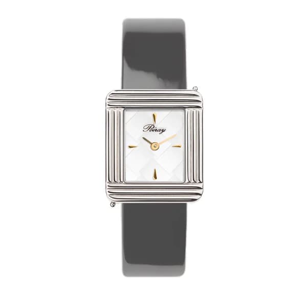 Poiray Montre Poiray Ma Première Cadran Blanc Texturé Bracelet Veau Vernis Gris