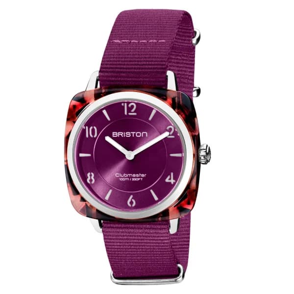Briston Montre Briston Clubmaster Chic Acétate Cardinal Bracelet Violet
