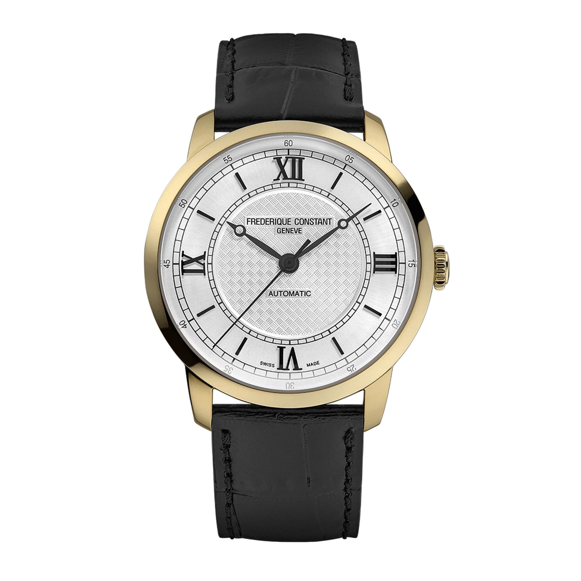 Frédérique Constant Montre Frédérique Constant Classics Première Automatique PVD or jaune cadran argenté bracelet cuir 38,5 mm