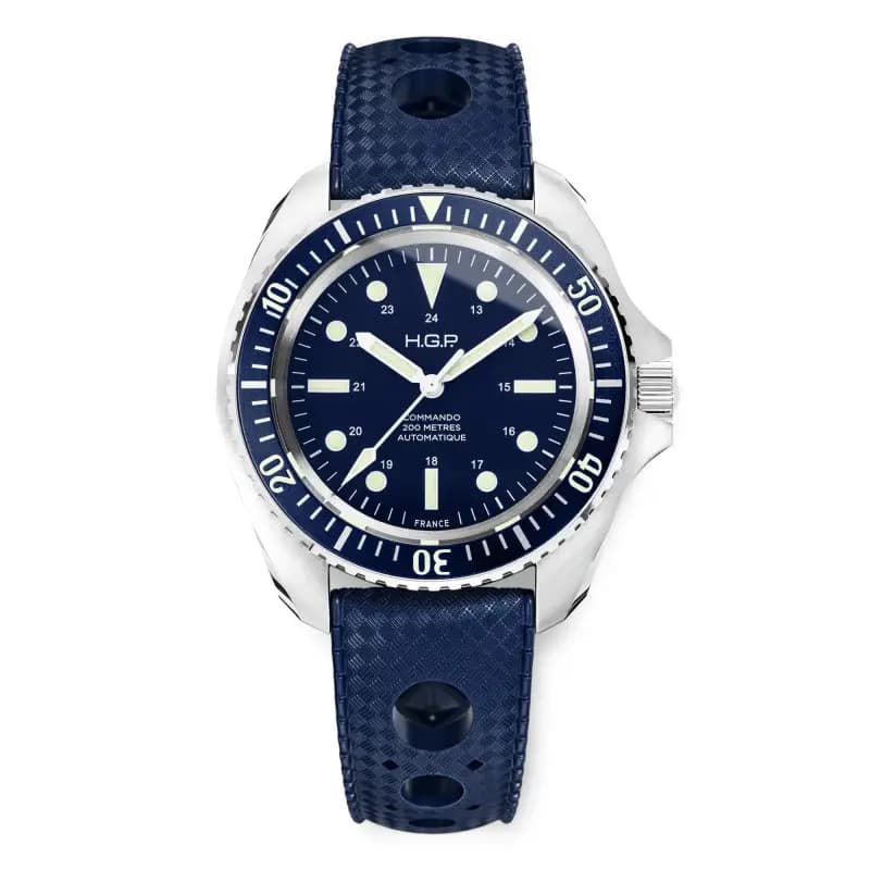 HGP Montre Diver 200m Automatique Commando Bleue
