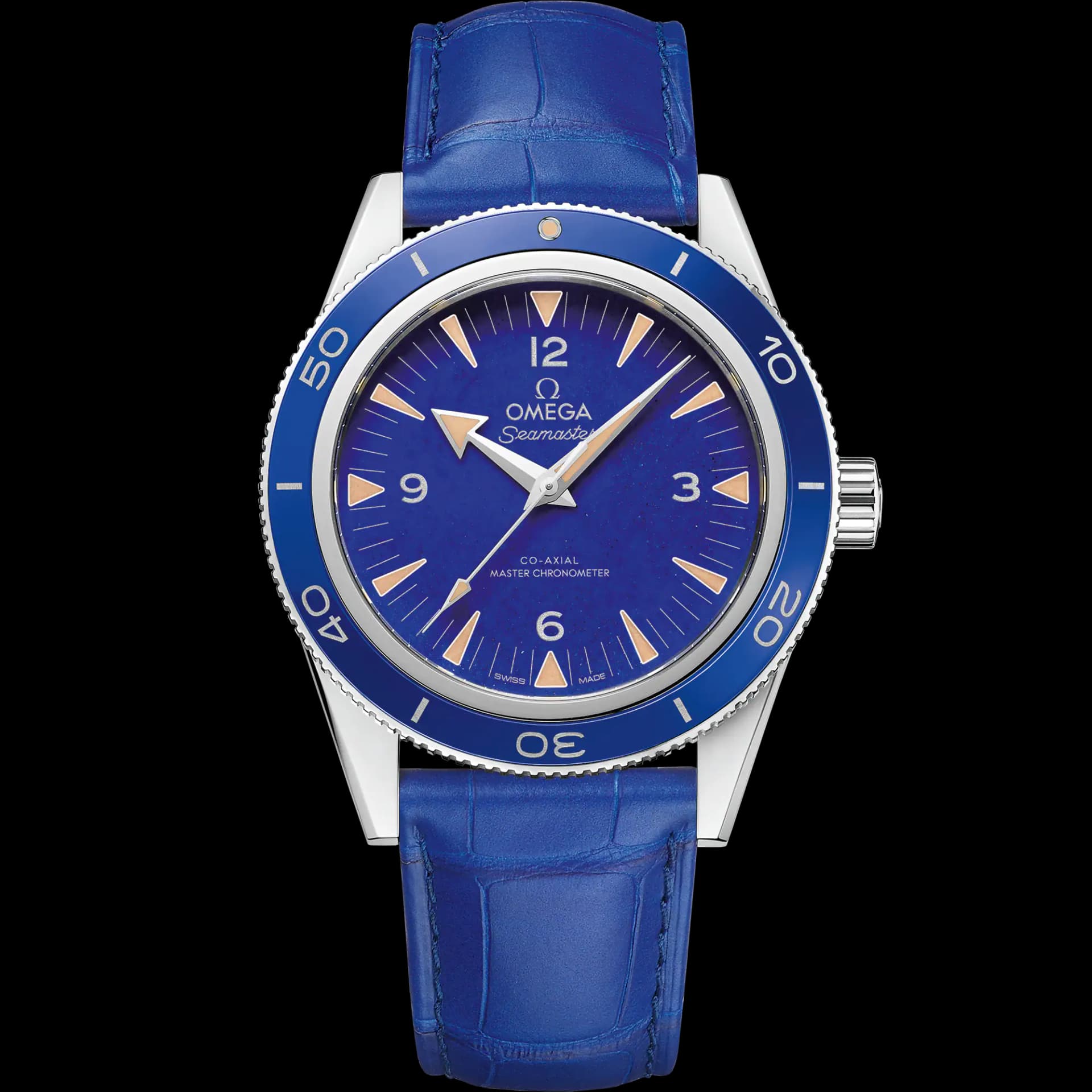 Omega Seamaster 41 mm, platine sur bracelet en cuir