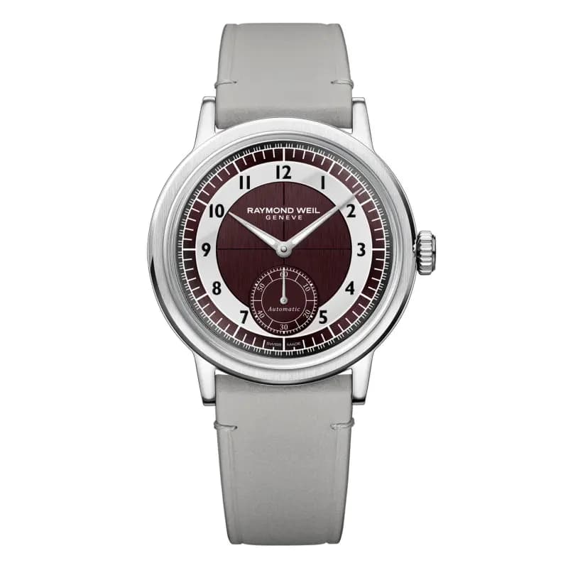 Raymond Weil Montre Millesime Small Seconds 39 mm - Cadran Tuxedo lie de vin et gris clair
