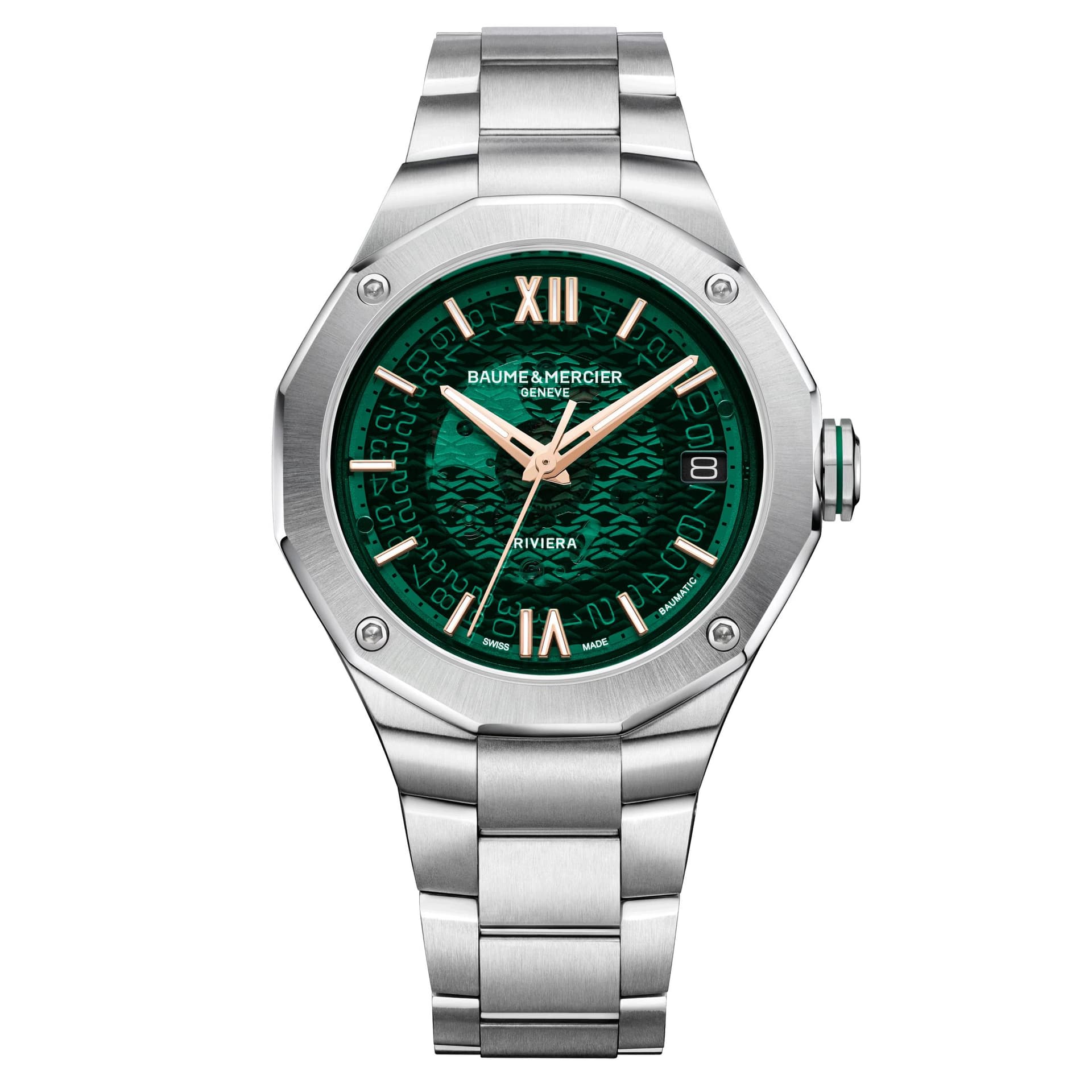 Baume & Mercier Montre Baume et Mercier Riviera automatique cadran vert bracelet acier 39 mm