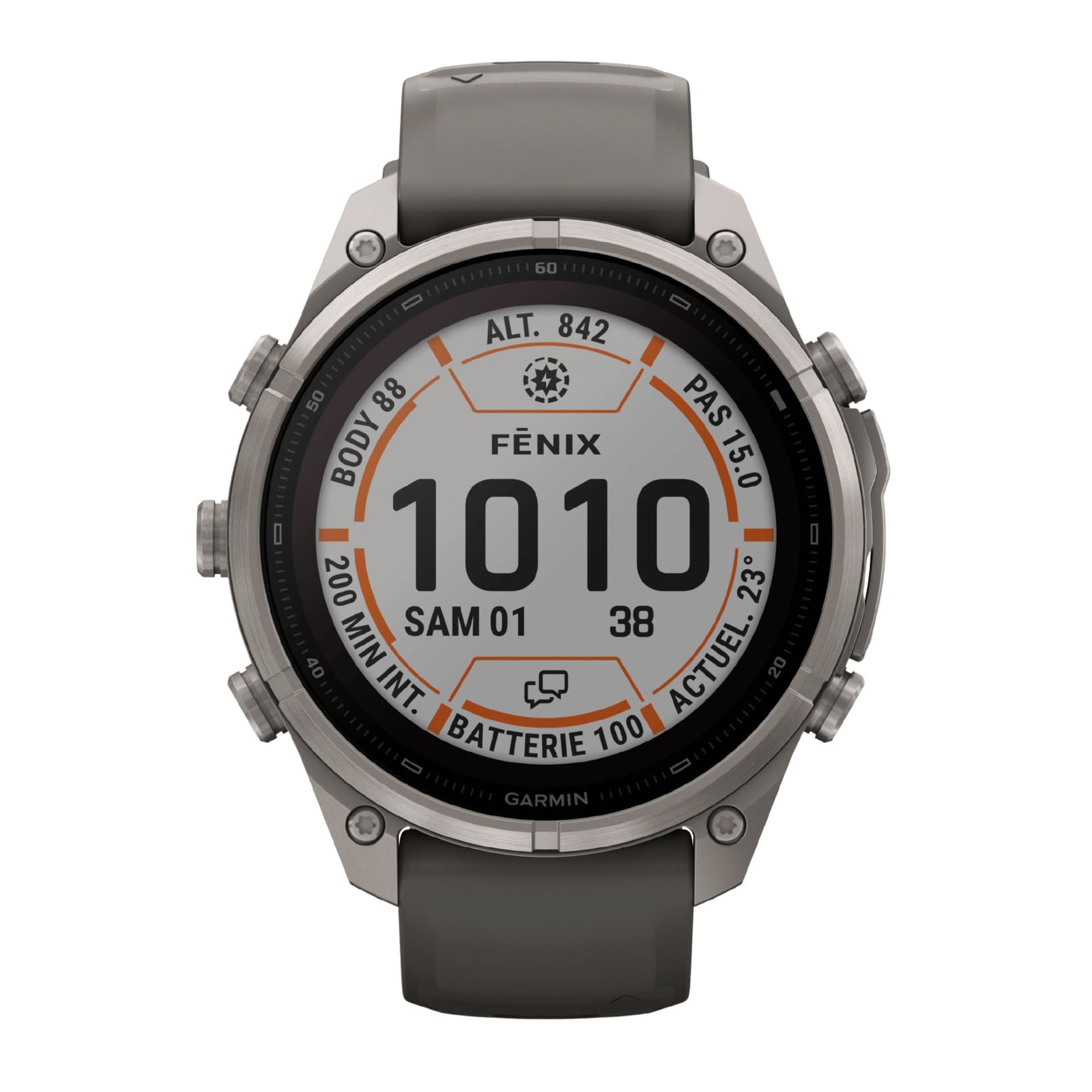 Garmin Montre Garmin Fēnix 9 Pro inReach Solar MIP Solar Power Sapphire Titane bracelet Pebble gray/silver gray silicone 47 mm