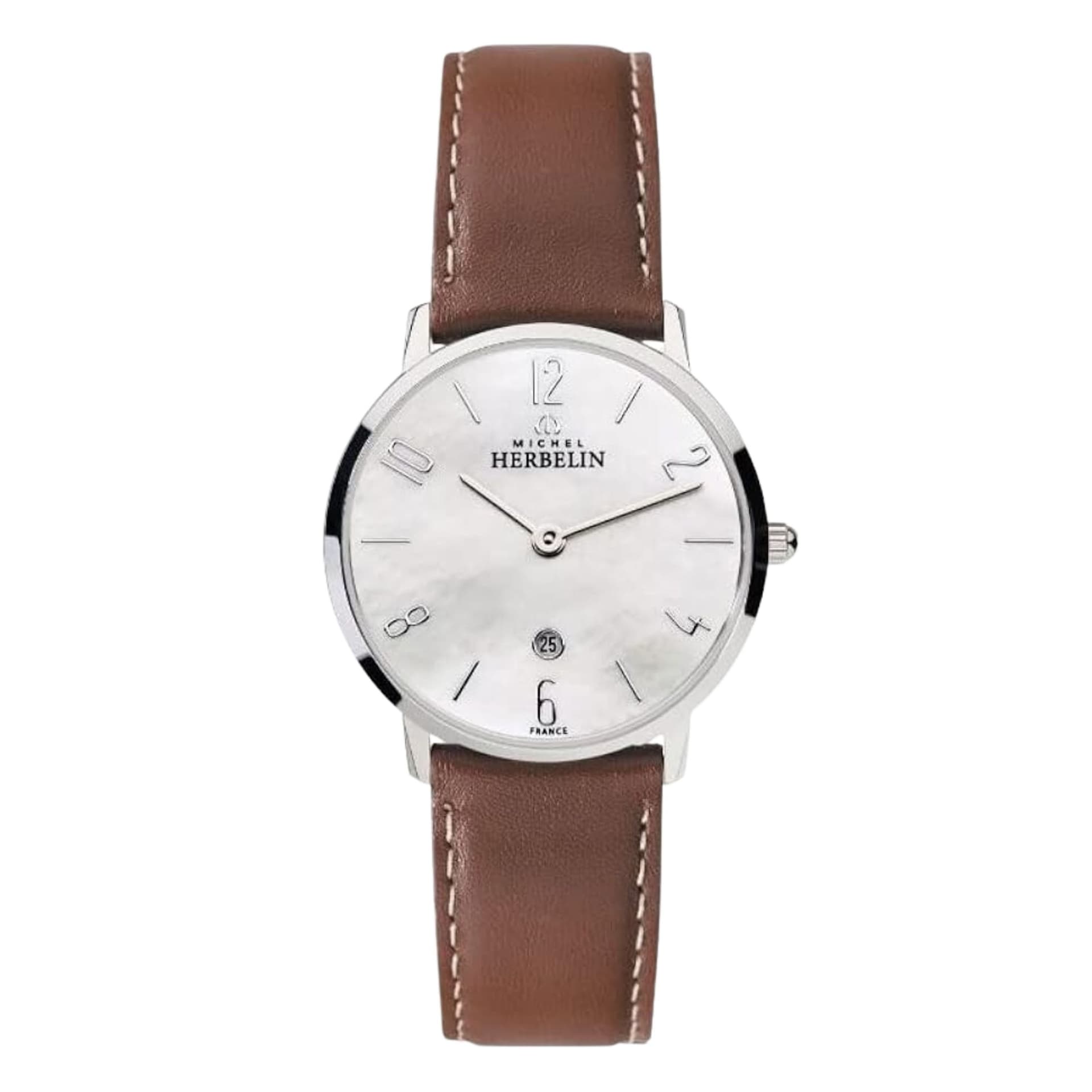 Michel Herbelin Montre Michel Herbelin City Lady quartz cadran nacre blanche bracelet cuir 30,5 mm