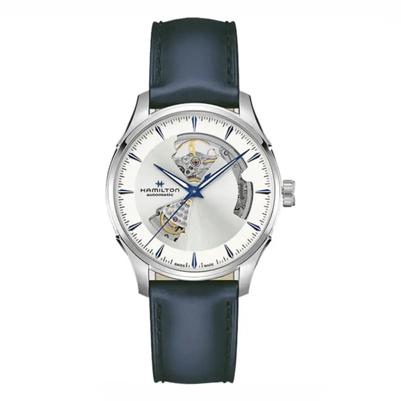 Hamilton Montre Hamilton Jazzmaster Open Heart Auto Cadran Argenté Bracelet Cuir