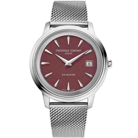 Frédérique Constant Montre Frédérique Constant Classics Moneta Solarmetre Quartz Solaire Cadran Rouge Bracelet Acier Maille Milanaise - FC-120BRG3S6-2