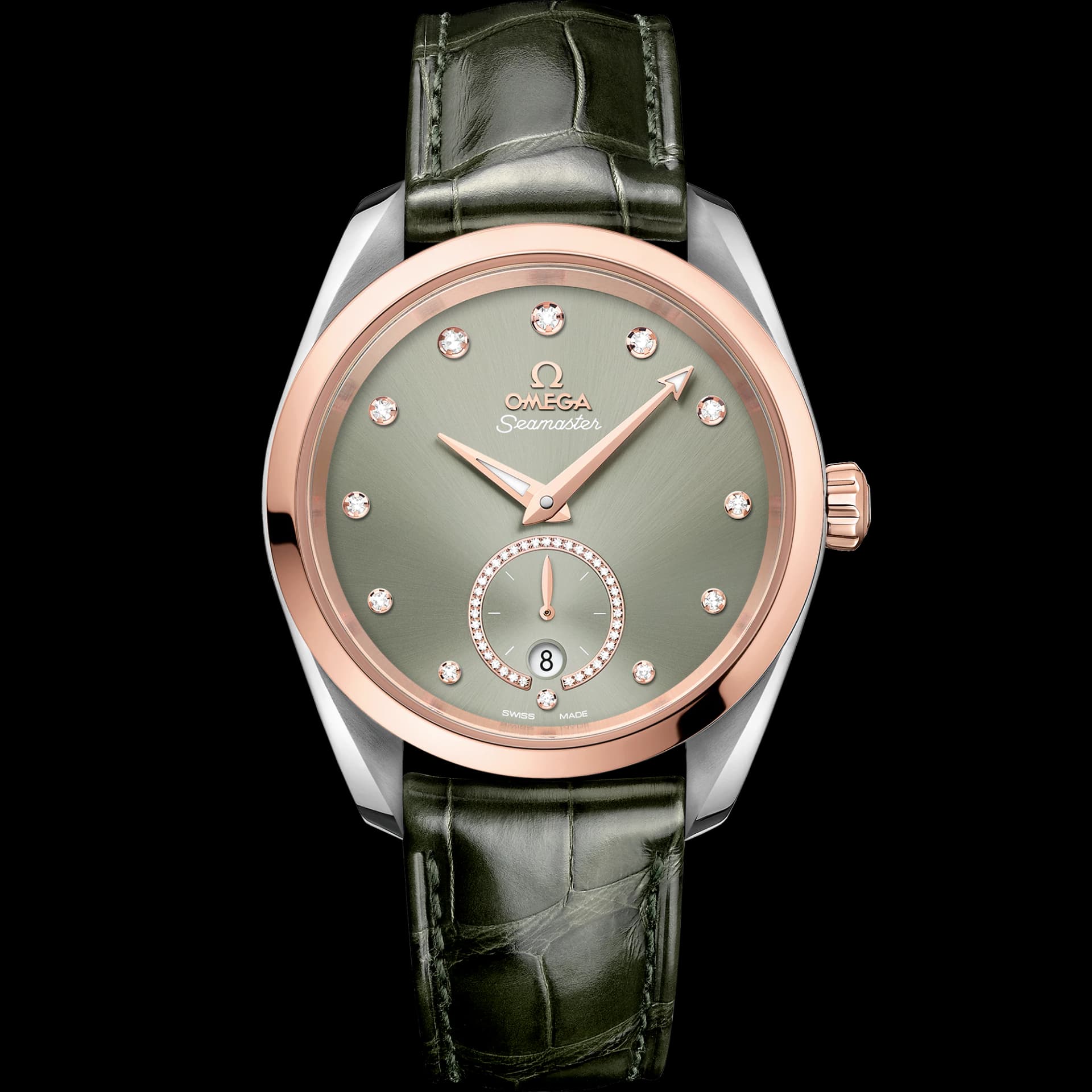 Omega Seamaster 38 mm, acier - or « Sedna™ » sur bracelet en cuir