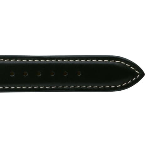 Bracelet Montre Veau Sellier Noir Surpiqure Ecru - Unisexe - Barbara - 18101E-01
