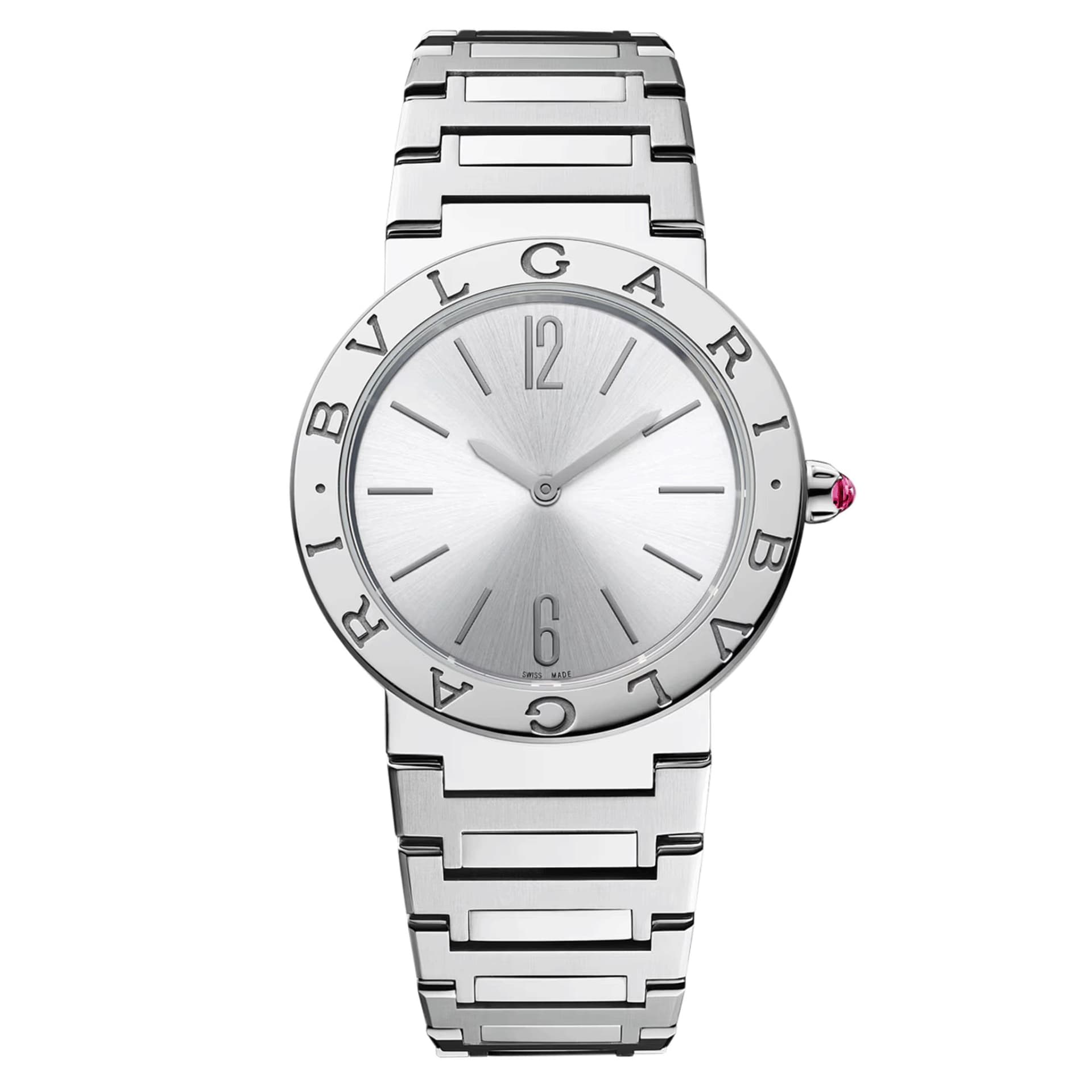 Bulgari Montre Bulgari Bvlgari Bvlgari Lady quartz cadran argenté bracelet acier 33 mm