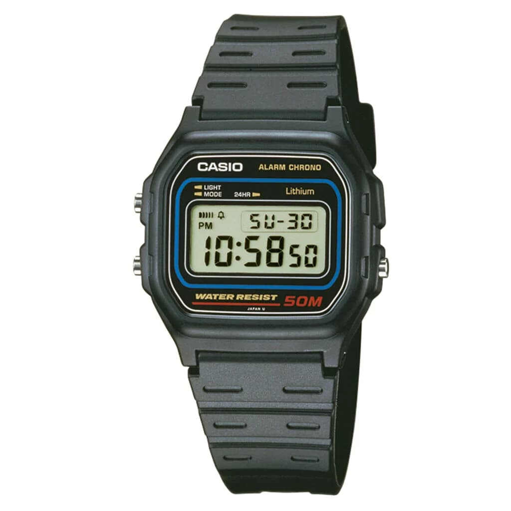 Casio W-59 — boîtier octogonal noir