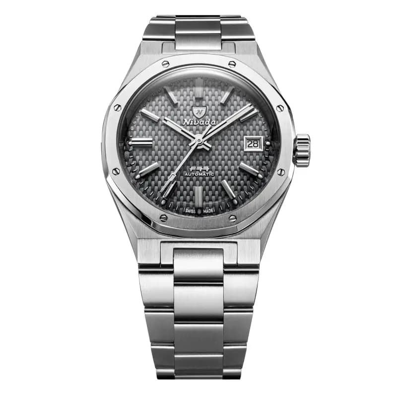 Nivada Grenchen Montre F77 MKII Tressed Dial - Grey Dial