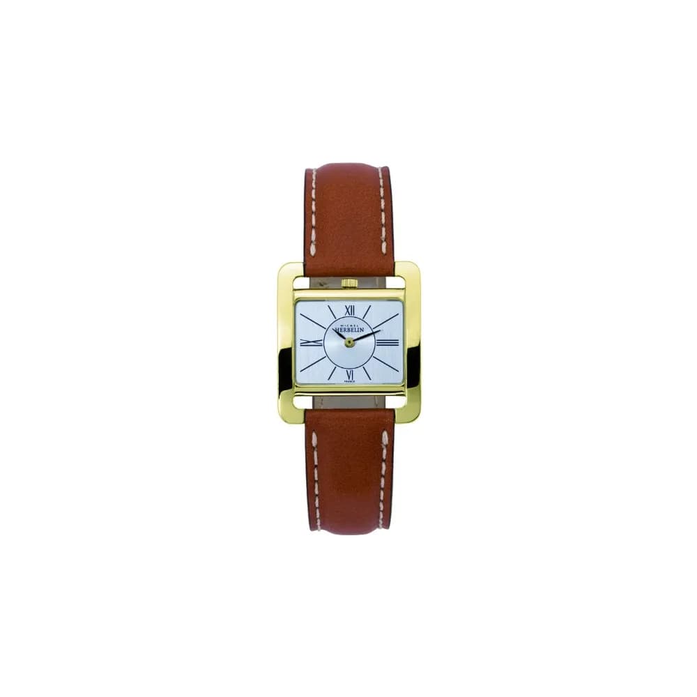 Michel Herbelin Ve Avenue – Quartz – PVD Or Jaune, Cuir & Index