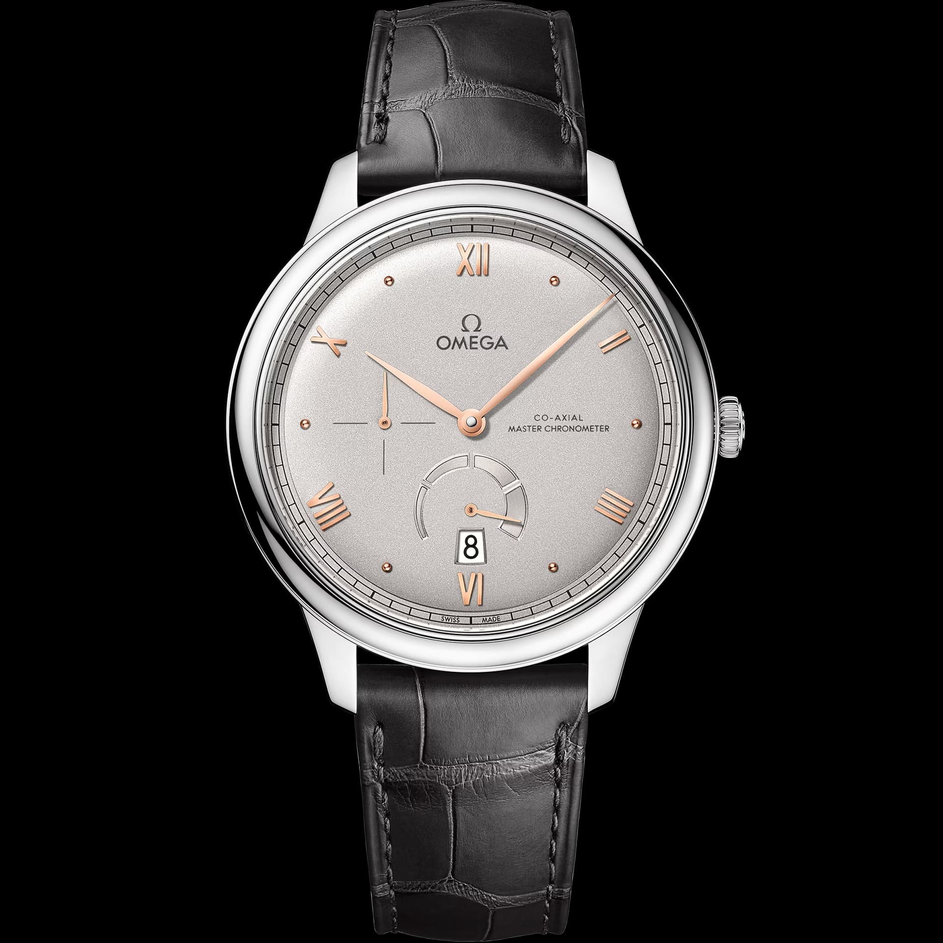 Omega De Ville 41 mm, acier sur bracelet en cuir