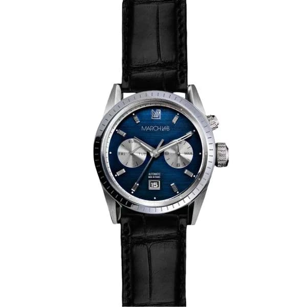 March LA.B Montre March LA.B Agenda Supra Automatique Cadran Navy Alligator Noir