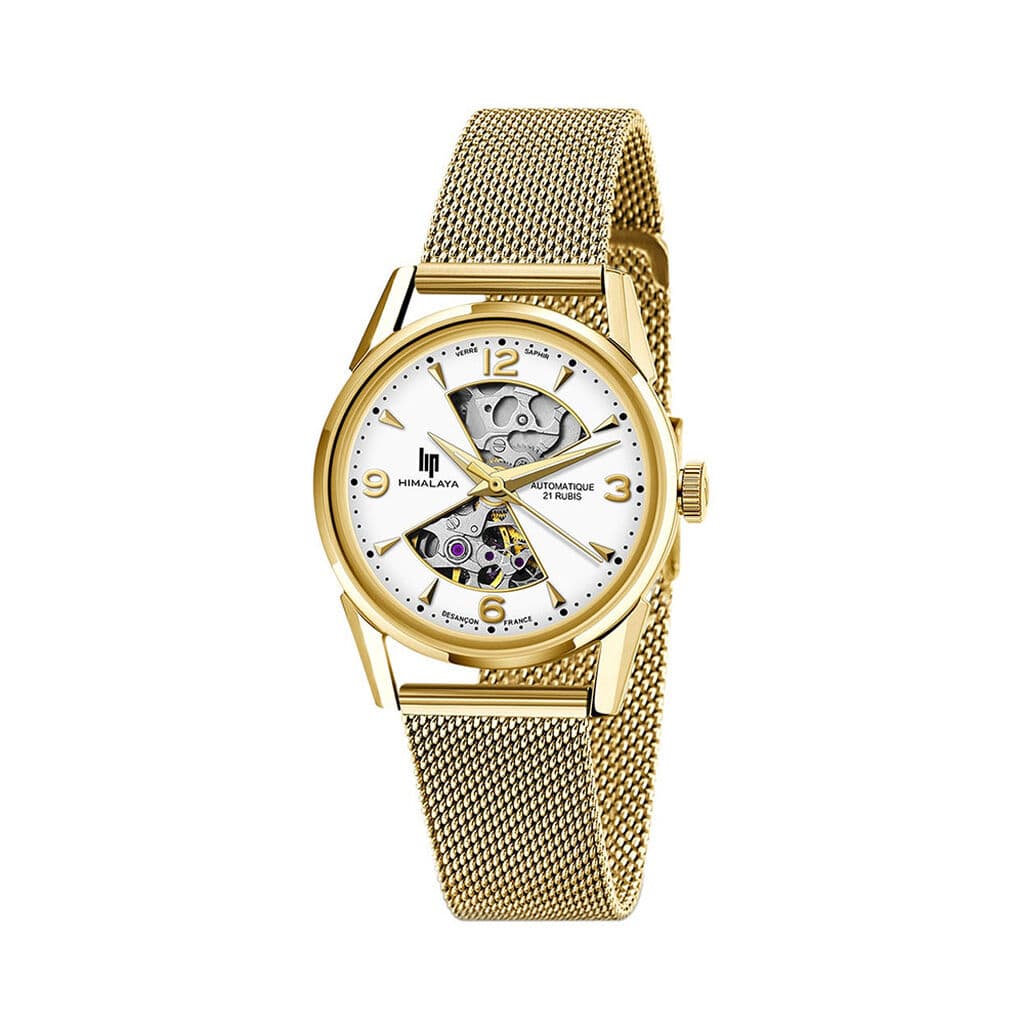 Lip Montre Lip Himalaya - Unisexe - cadran Argent- 33.5 mm - Acier et PVD Doré - 671681