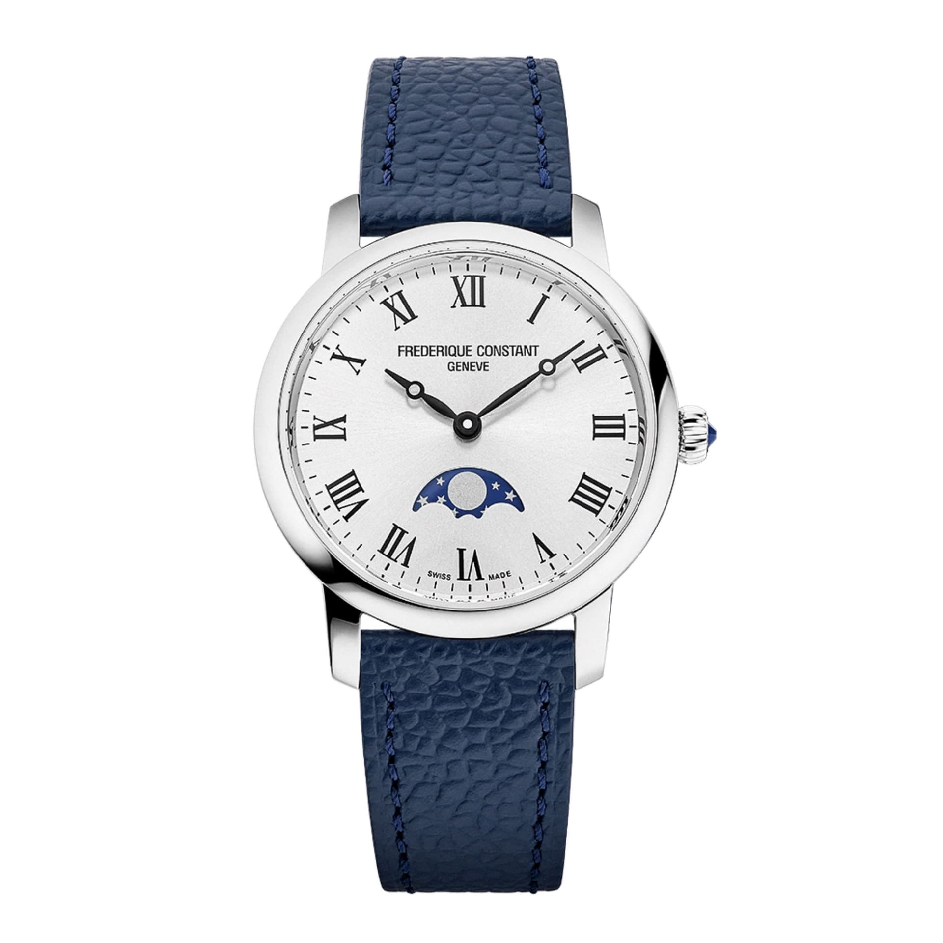 Frédérique Constant Montre Frédérique Constant Classics Slimline Ladies Moonphase quartz cadran argenté bracelet cuir 30 mm