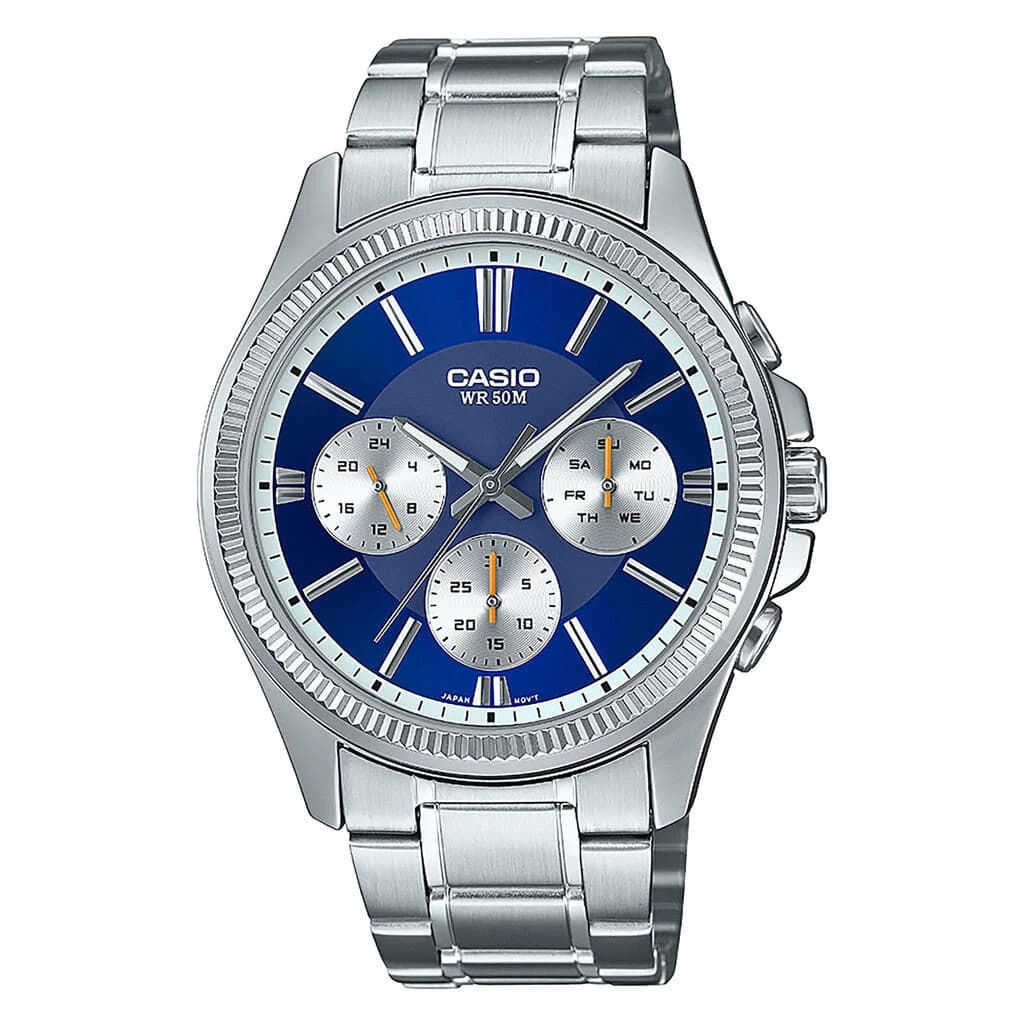 Casio Collection — cadran bleu