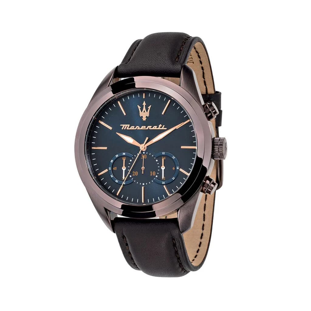 Maserati Montre Homme MASERATI en Cuir Marron Etanche