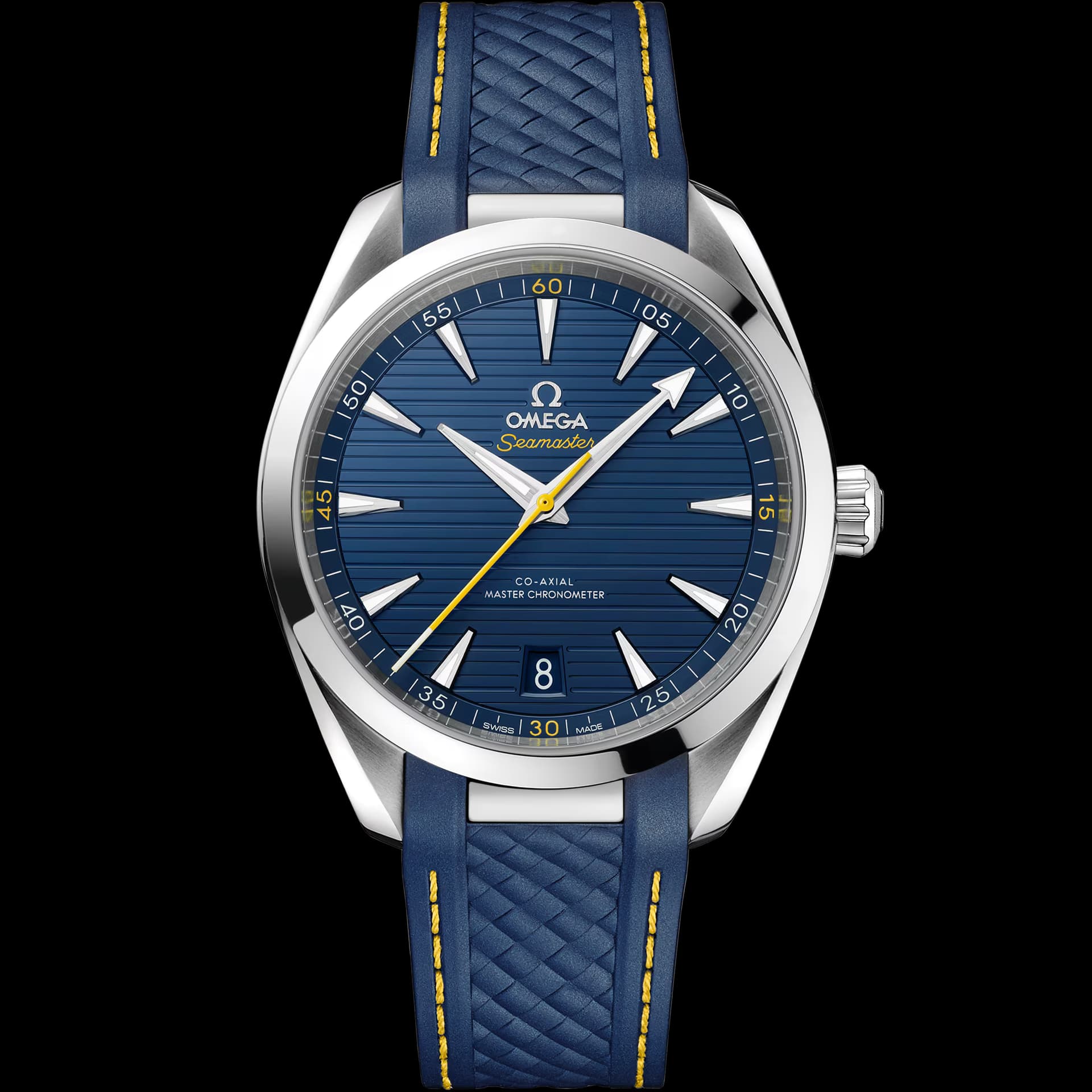 Omega Seamaster 41 mm, acier sur bracelet caoutchouc