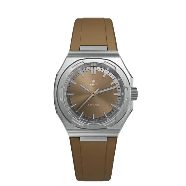 Yema Montre Yema Urban Traveller Cadran Brun Bracelet Caoutchouc