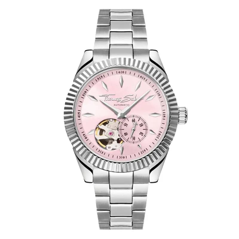 Thomas Sabo Montre automatique argentée de 36 mm avec cadran rose rebelle WA0418-201-204