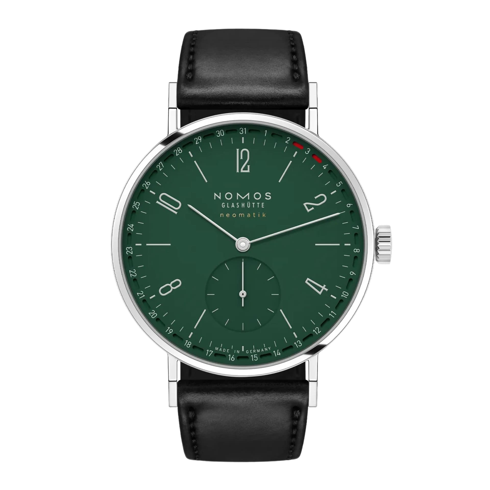 Nomos Montre Nomos Tangente Neomatik 38 Update automatique fond saphir cadran vert bracelet cuir noir 38,5 mm