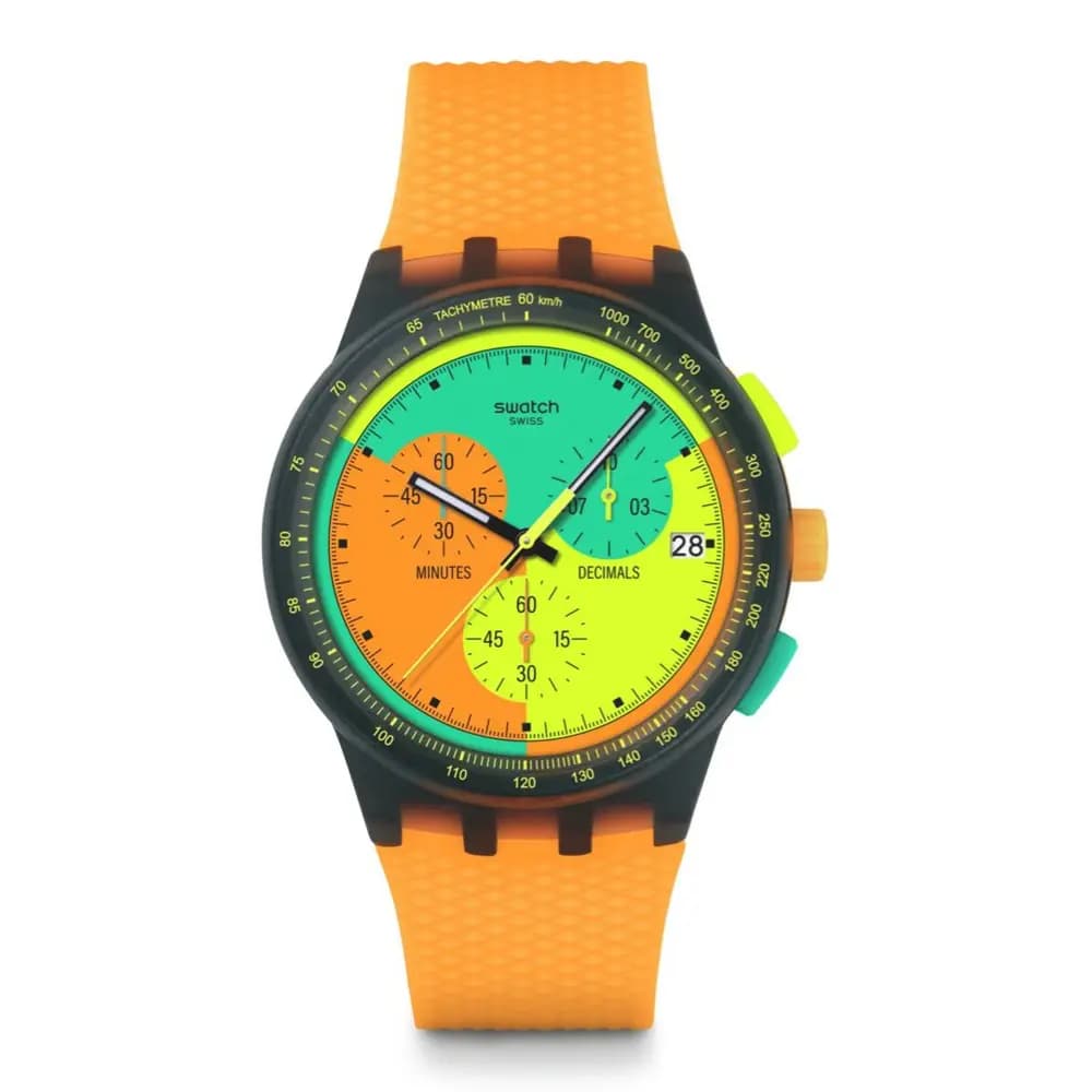 Swatch Montre quartz Mixte Neon 3 Orange, Vert, Jaune