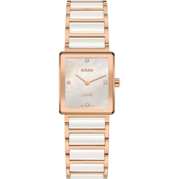 Rado Montre Rado Integral Diamonds Quartz Cadran Blanc Bracelet Blanc