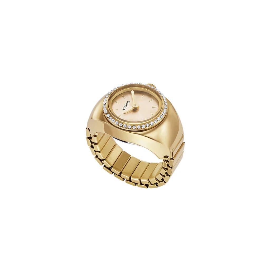 Fossil Watch Ring — boîtier doré