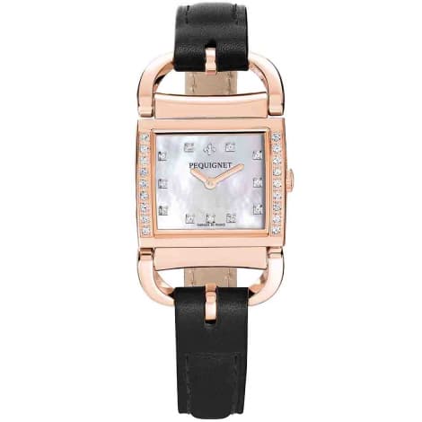 Pequignet E. Montre Pequignet Attellage Quartz - Cadran Nacre Blanc - Bracelet Noir - 5896509CD-CN