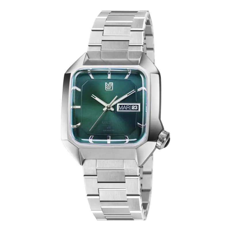 March LA.B Montre MARCH LA.B AM2 Electrique 39mm Cadran Forest Bracelet Acier
